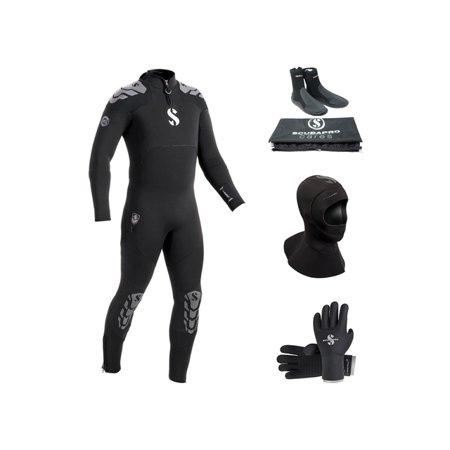 Scubapro Everflex Yulex 5/4mm Thermal Package – Mens Wetsuit + Hood + Gloves + Boots — includes Scubapro Everflex Yulex Stea…