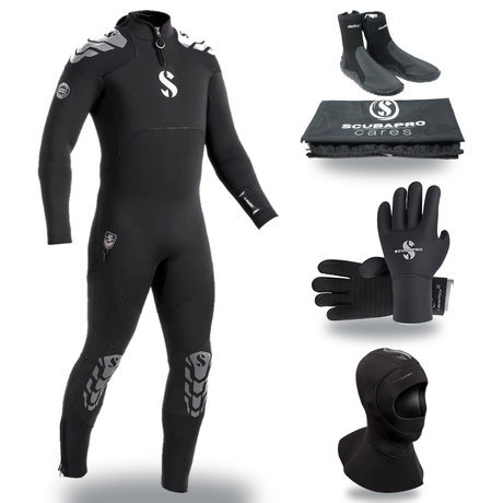 Scubapro Everflex Yulex 5/4mm Thermal Package – Mens Wetsuit + Hood + Gloves + Boots — includes Scubapro Everflex Yulex Stea…