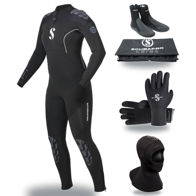 Scubapro Everflex Yulex 5/4mm Thermal Package – Womens Wetsuit + Hood + Gloves + Boots — includes Scubapro Everflex Yulex St…