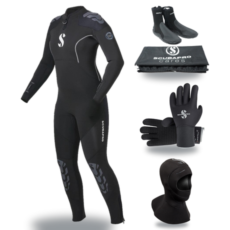 Scubapro Everflex Yulex 5/4mm Thermal Package – Womens Wetsuit + Hood + Gloves + Boots — includes Scubapro Everflex Yulex St…