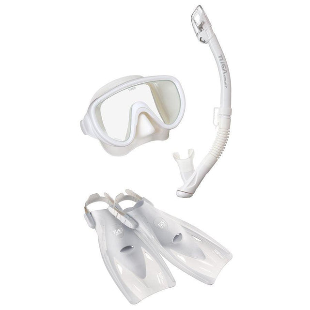 Tusa Snorkeling Set M/S/F (UM-16/USP-250/UF21) Pack-White-Medium-