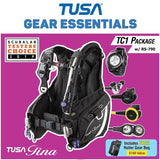 Tusa Tina TC1 w/ 790 Regulator Diving Package-Black-2XS-