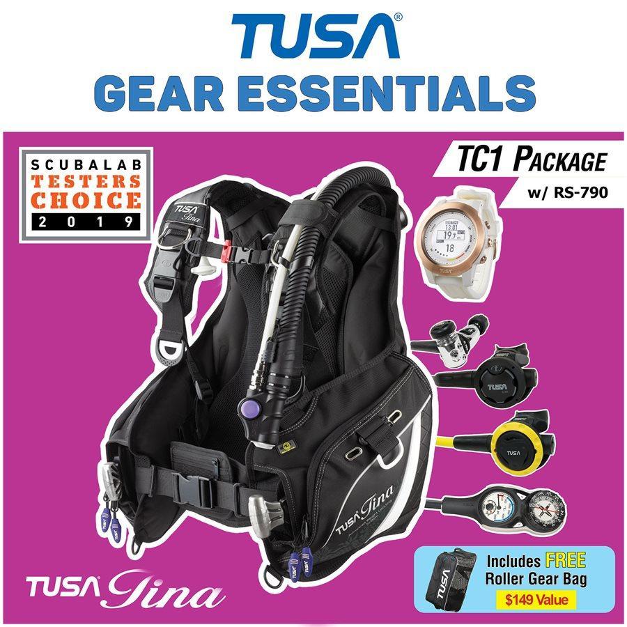 Tusa Tina TC1 w/ 790 Regulator Diving Package-White-2XS-