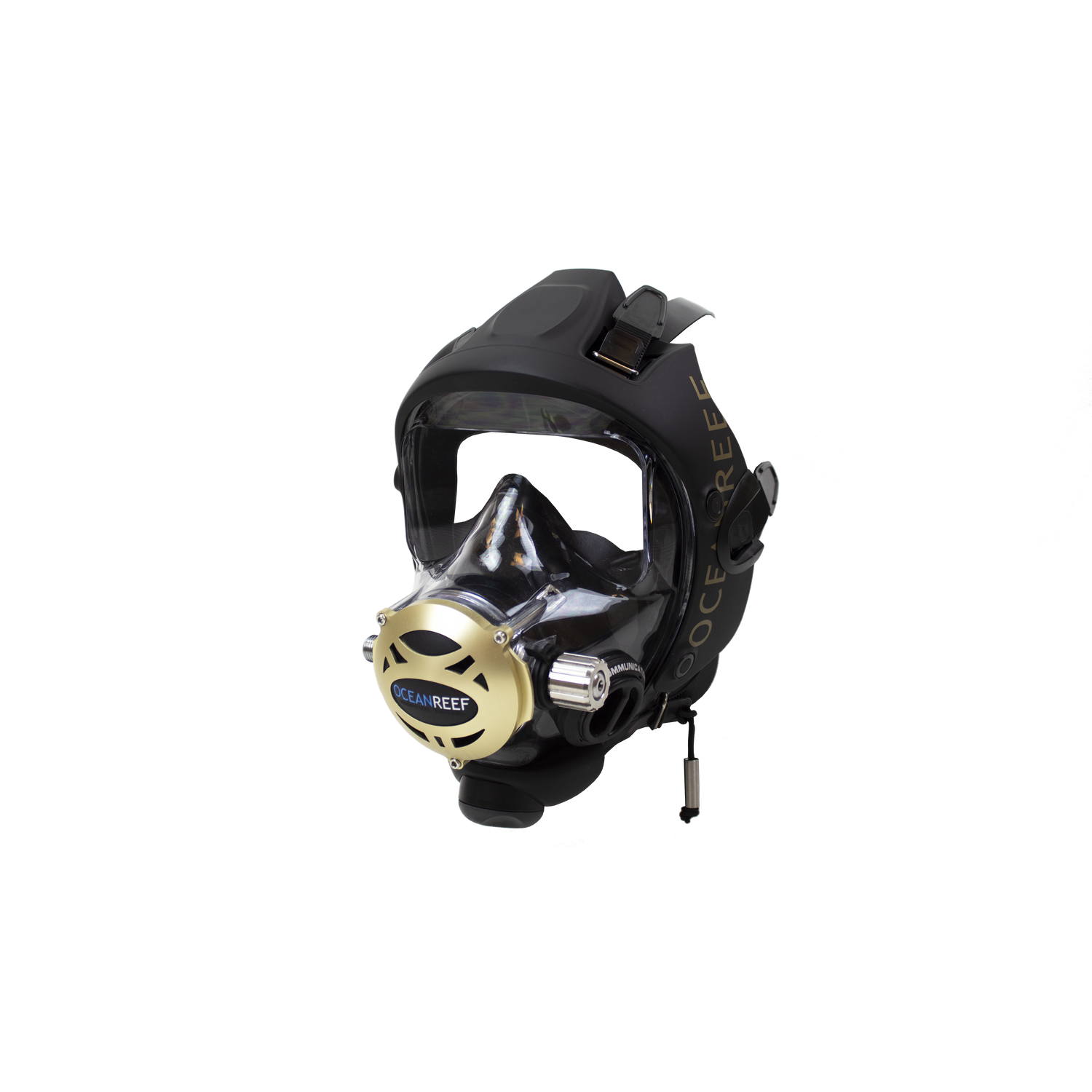 Used Ocean Reef Predator Extender-Diving Full Face Mask with INT 2nd Stage, Surface Air Valve & Hose-New SS Adj Knob-