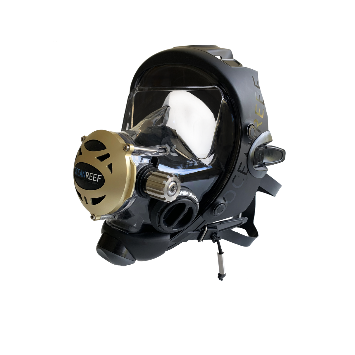 Used Ocean Reef Predator Extender-Diving Full Face Mask with INT 2nd Stage, Surface Air Valve & Hose-New SS Adj Knob-