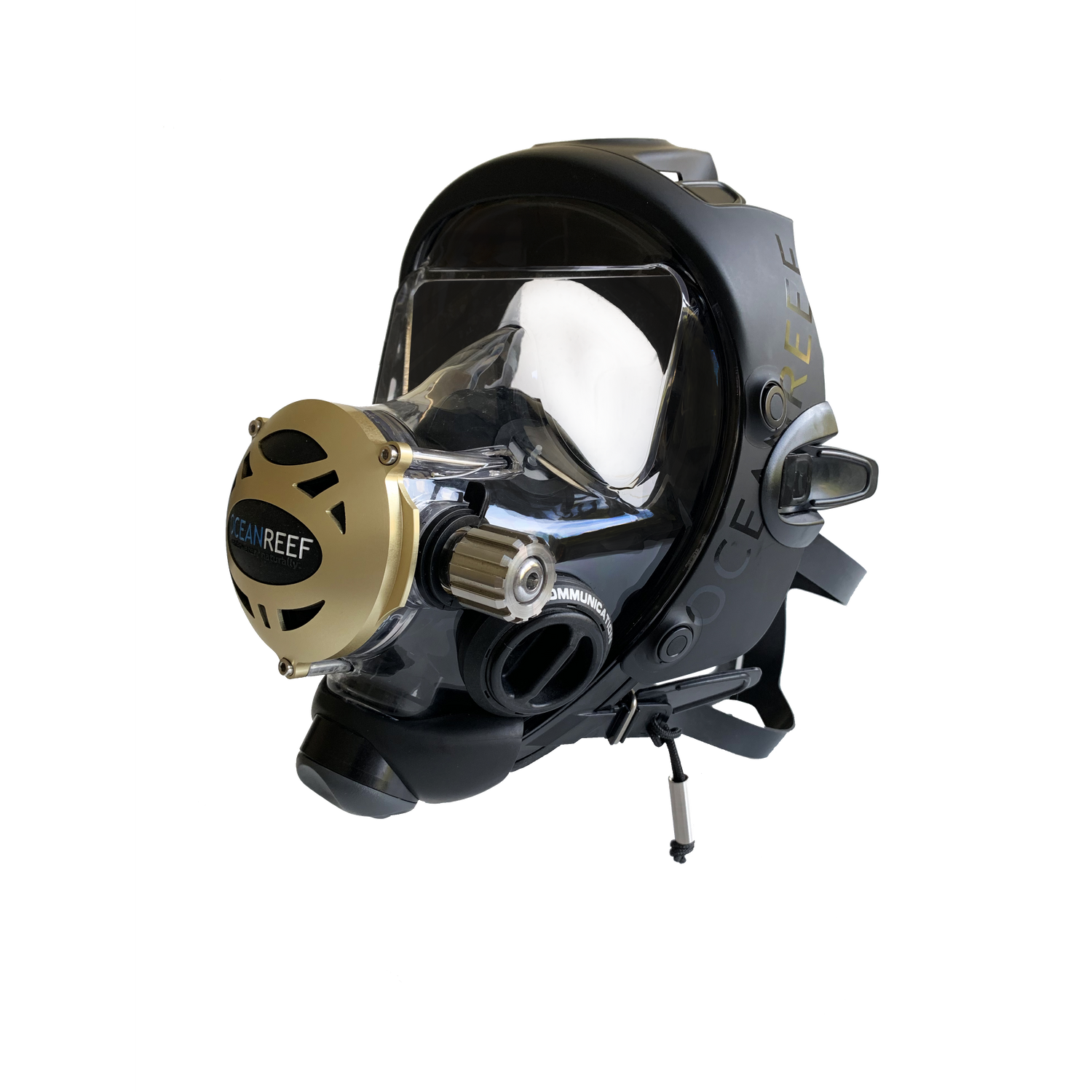 Used Ocean Reef Predator Extender-Diving Full Face Mask with INT 2nd Stage, Surface Air Valve & Hose-New SS Adj Knob-