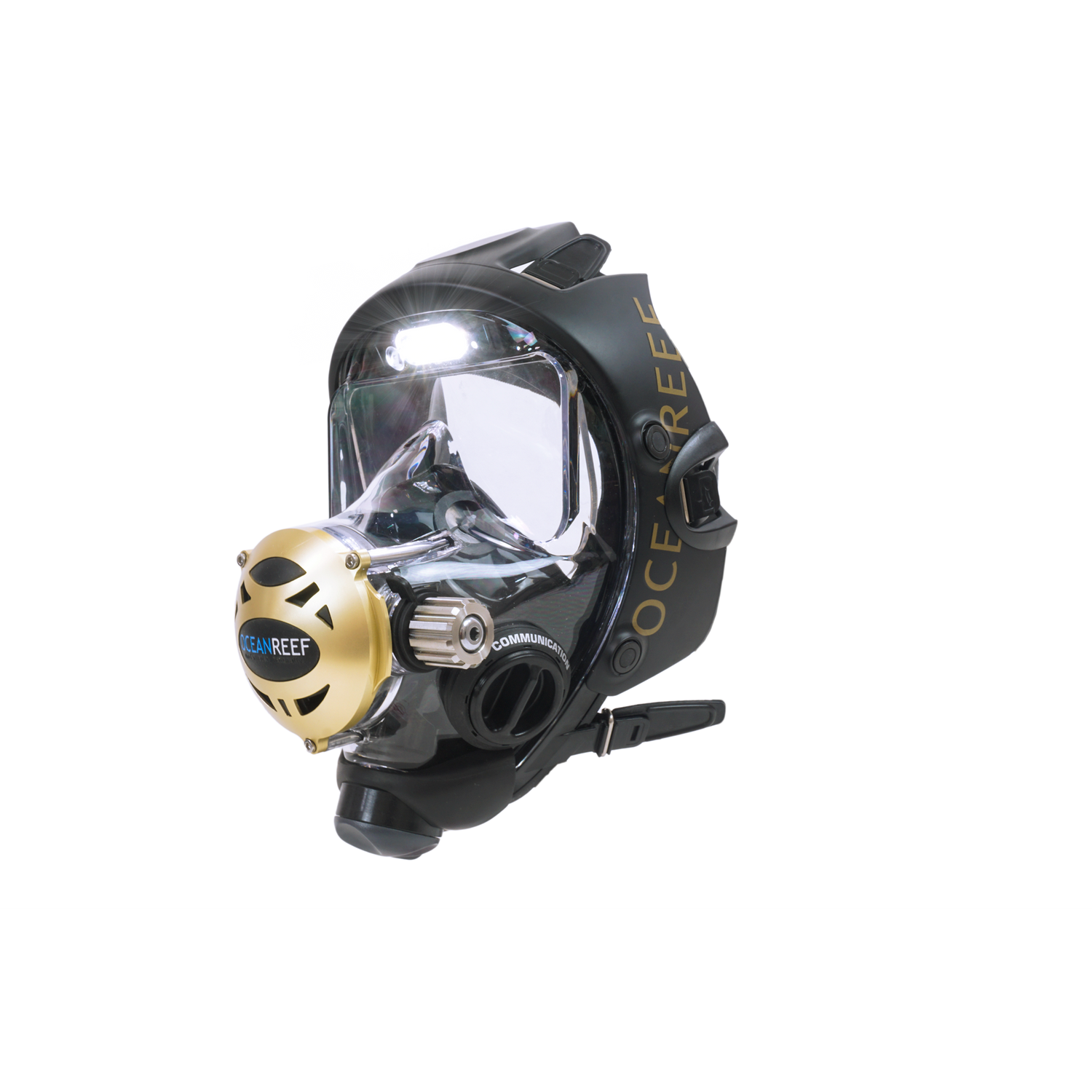 Used Ocean Reef Predator Extender-Diving Full Face Mask with INT 2nd Stage, Surface Air Valve & Hose-New SS Adj Knob-