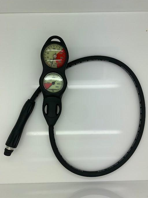 Open Box Scubapro 2-Gauge U-Line Compact Plastic Pressure Gauge, Standard Depth Gauge Dive Console