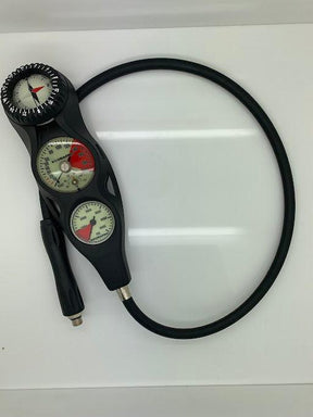 Used Scubapro 3-Gauge In-Line Dive Console w/ FS-1.5 Compass Pgpsi DGft-Like New-