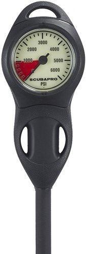 Used Scubapro Compact Plastic Pressure Gauge with Rubber U-Line boot and HP hose Dive Console - PSI-