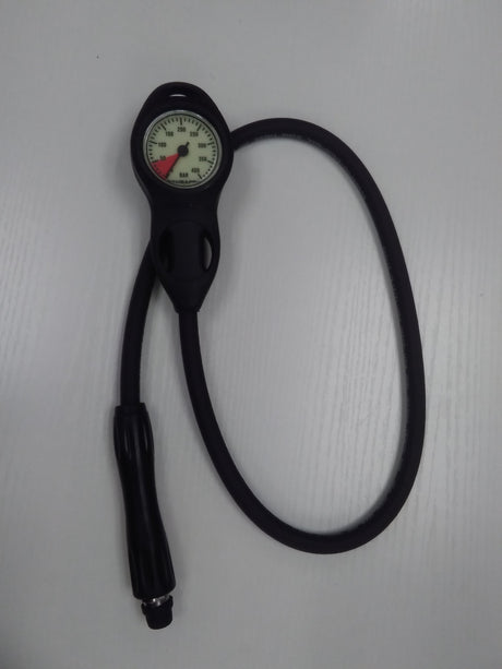 Used Scubapro Compact Plastic Pressure Gauge with Rubber U-Line boot and HP hose Dive Console-