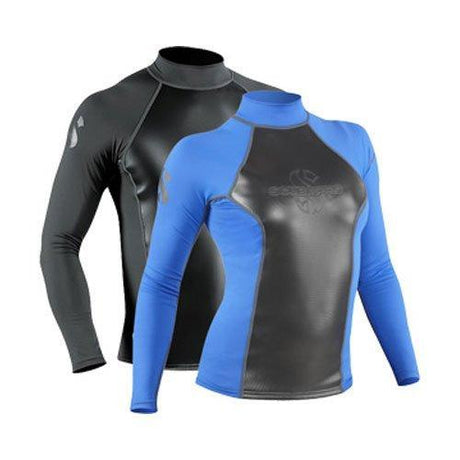 Used Scubapro Hybrid T Rash Guard Women's Watersports Long Sleeve-Black/Blue-Medium-Acceptable