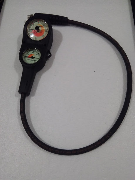 Used Scubapro Metric Depth And Pressure Gauge Console-