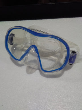Used Scubapro Solo Low-Volume Frameless Scuba Diving Mask-Clear/Blue-