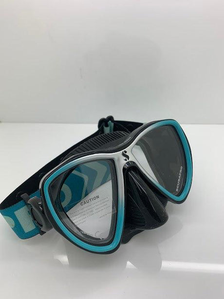 Used Scubapro Synergy Mini Dive Mask w/ Comfort Strap-Turquoise/Silver/Black-Like New-