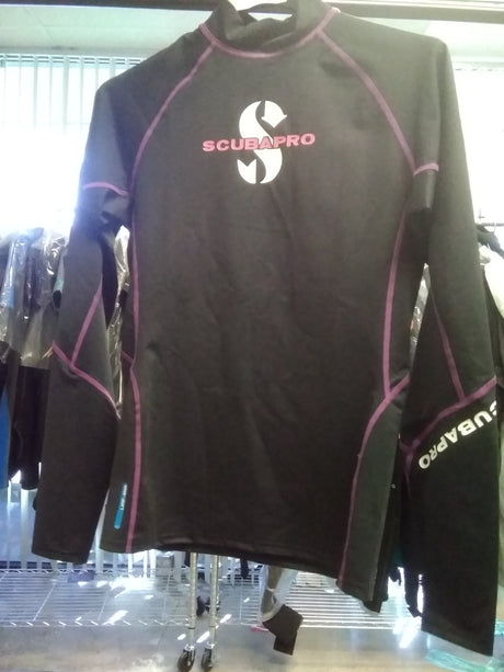 Used Scubapro T - Flex Rash Guard Womens, Long Sleeve (UPF80)-Black/Purple-S-