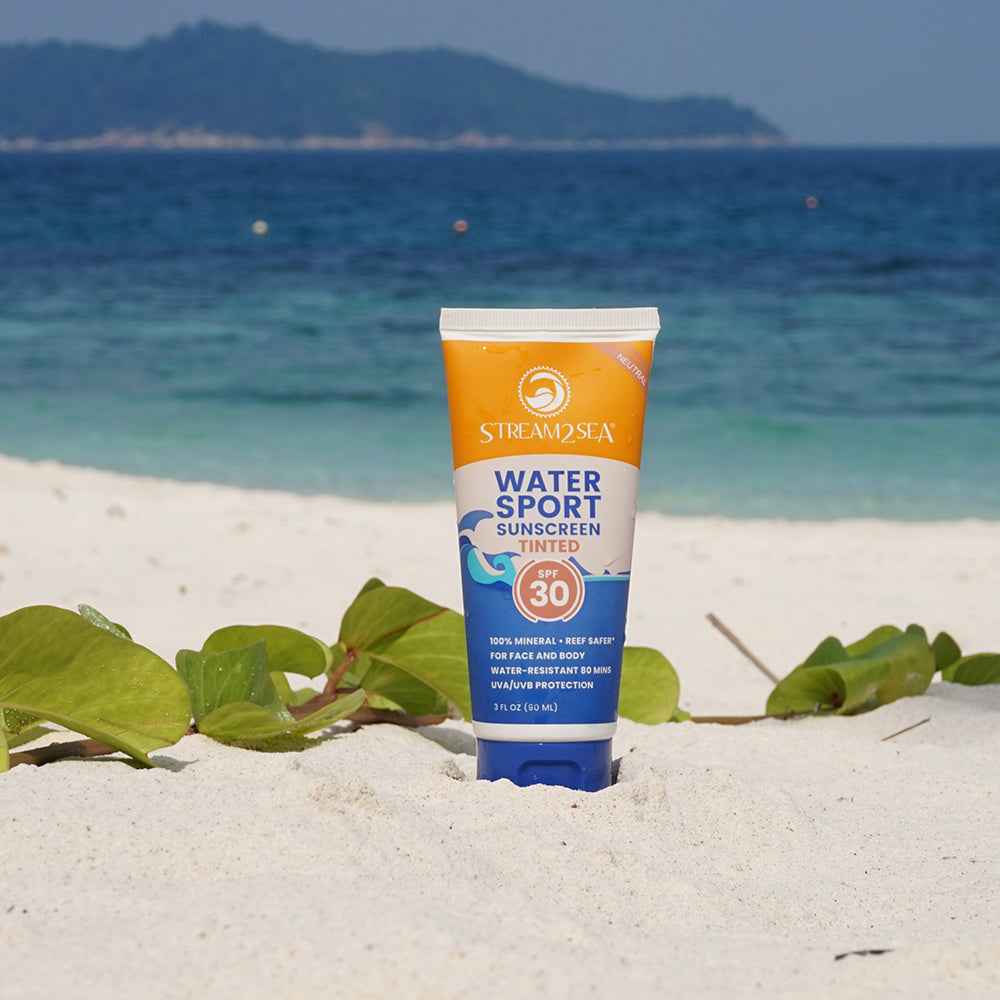 Stream2Sea Tinted SPF 30 sunscreen in use