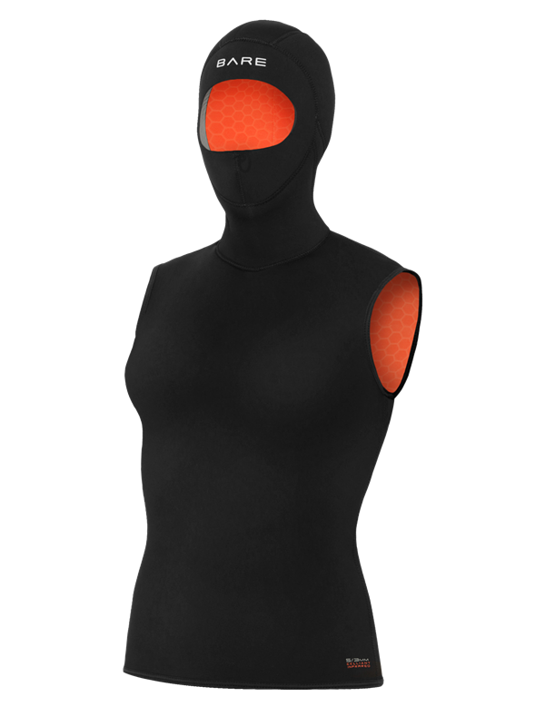 Open Box Bare 5/3mm Ultrawarmth Hooded Vest Womens, Black,