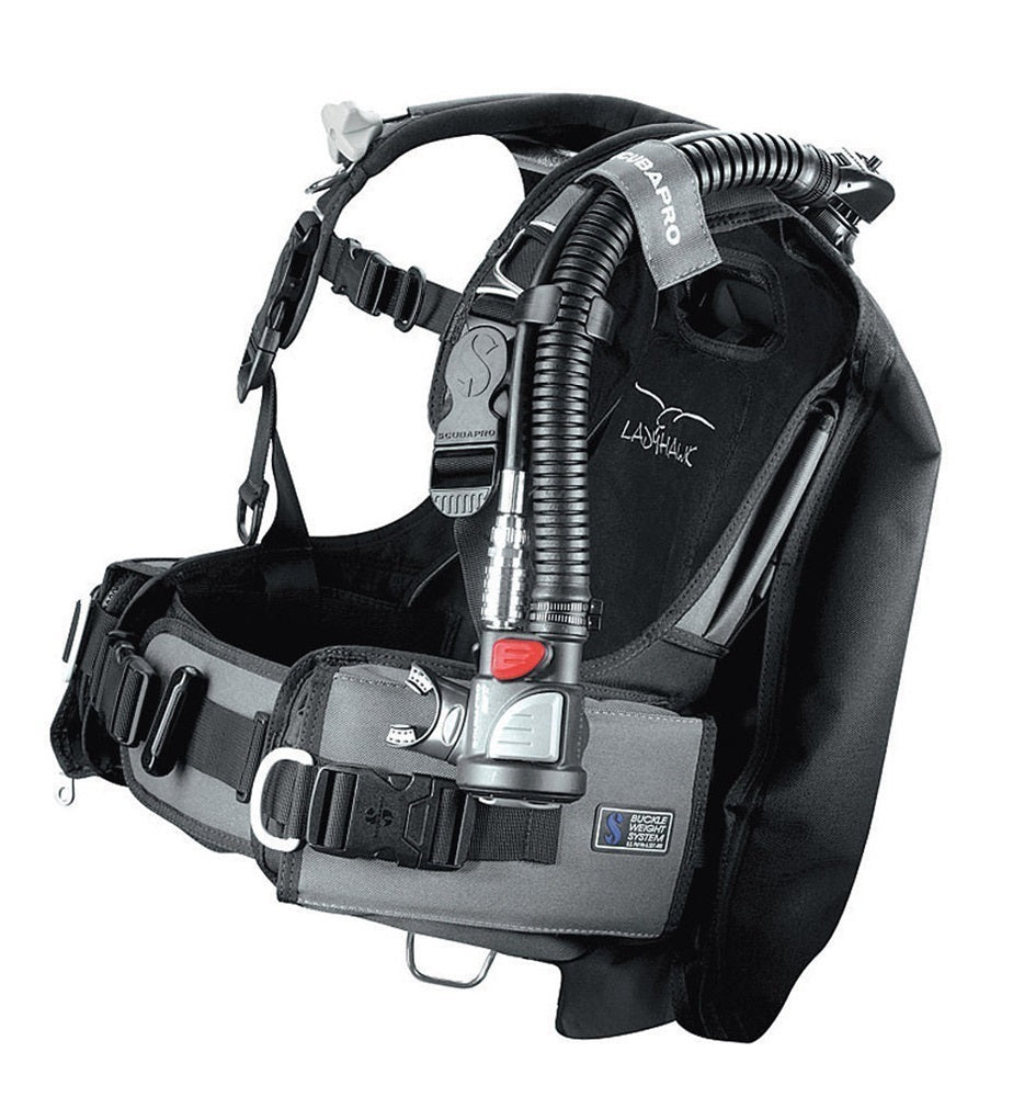 Scubapro Ladyhawk Scuba Diving Buoyancy Compensator with Air2 - Black/Gray  XSmall