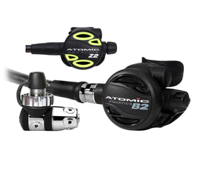 Atomic Aquatics B2 Regulator, DIN Sealed with Color Kit and Z2 Octo Scuba Diving Package-DIN, Sealed-Black-
