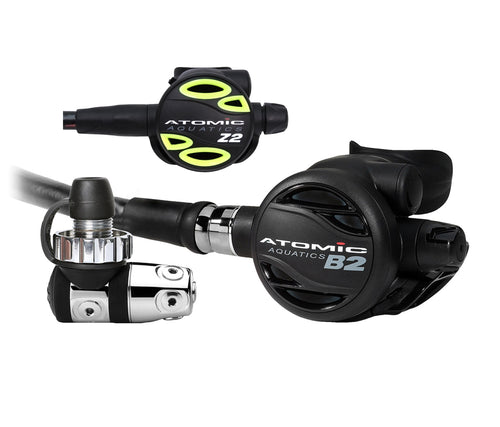 Atomic Aquatics B2 Regulator, DIN Sealed with Color Kit and Z2 Octo Scuba Diving Package-DIN, Sealed-Black-