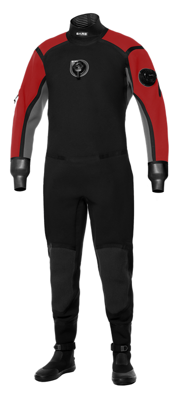 Bare Sentry Pro Dry Mens Drysuit w/ Tech Boots-Red
