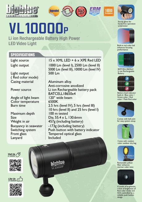 BigBlue 10,000 Lumen Video Light - Black-