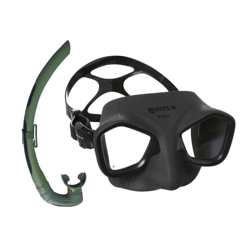 Mares Viper Mask and Dual Snorkel Combo-Black-Green-