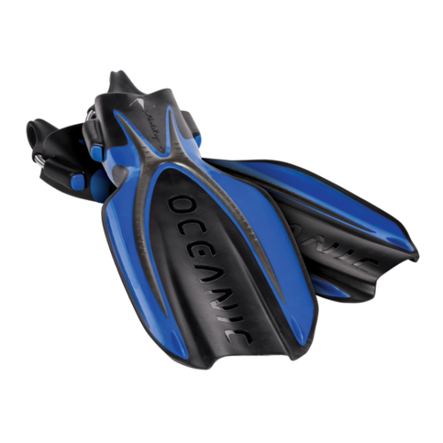 Oceanic Manta Ray Open Heel Scuba Diving Fins-OCEANIC BLUE/BLACK