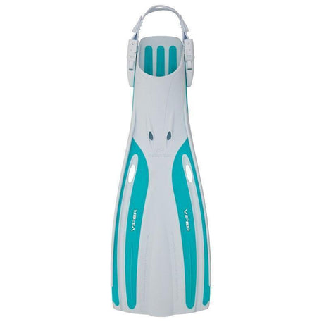 Oceanic Viper Open Heel Scuba Diving Fins-White/Sea Blue