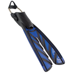 Used Oceanic Vortex V-16 Split Fins for Scuba Diving and Snorkeling-Blue