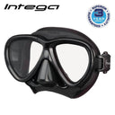 Tusa Intega Dual Lens Scuba Diving Mask-Black/Black Silicone