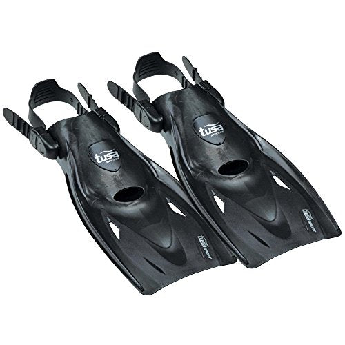 Open Box Tusa Open Heel Snorkel Fin with Sil Strap, Large Black-