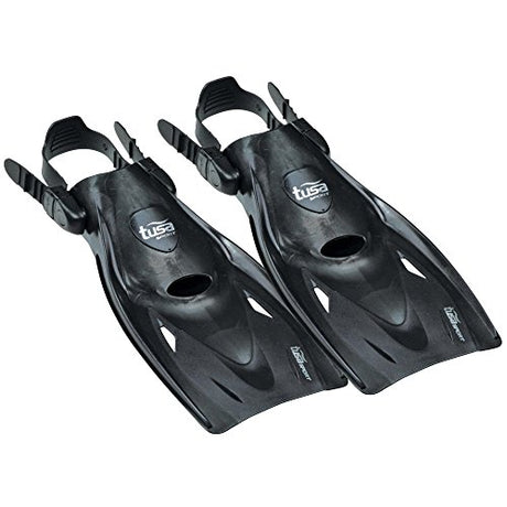 Open Box Tusa Open Heel Snorkel Fin with Sil Strap, Large Black-