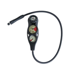 ScubaPro 3-Gauge In-line Plastic Compact Pressure Gauge, Standard Depth Gauge, FS-1.5 Dive Console-