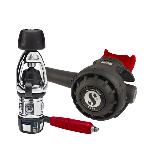 ScubaPro MK2 EVO/R195 Dive Regulator INT with Mouthpiece & Hose Protector-Red