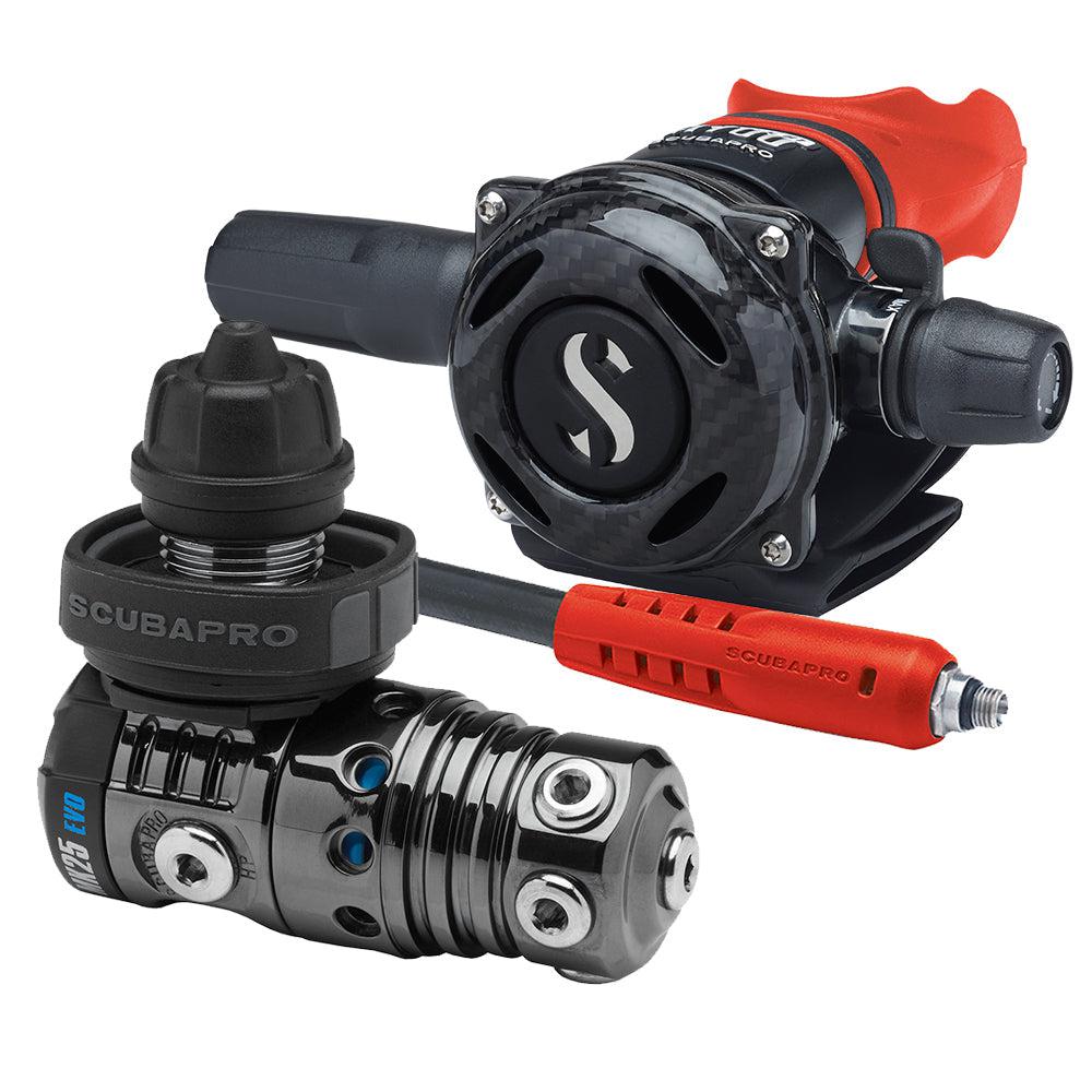 ScubaPro MK25 EVO/A700 CARBON BT Dive Regulator DIN with Mouthpiece & Hose Protector-Red