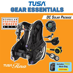 Tusa Tina Female BCD Special with DC Solar Link Watch Scuba Diving Package-Black/Gold