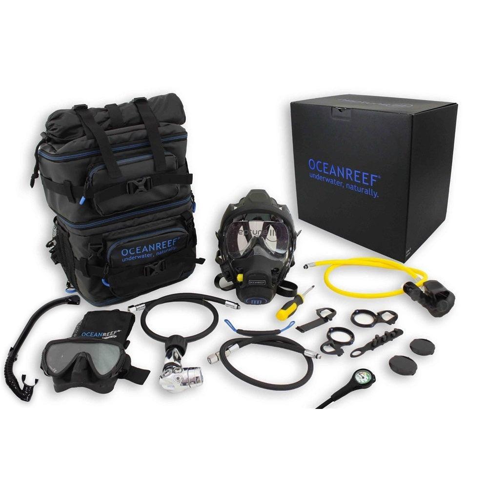 Used Ocean Reef Neptune III Package - BlackMask + DIN 1st Stage-Black-M/L-Like New